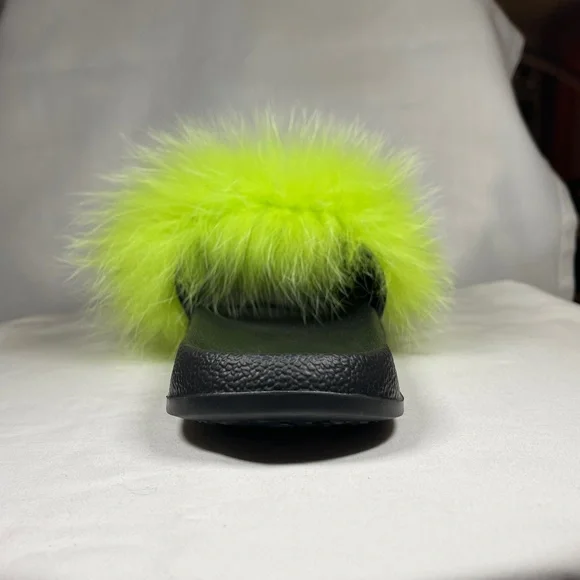 Real Fur Slippers / Green - Picture 4 of 4